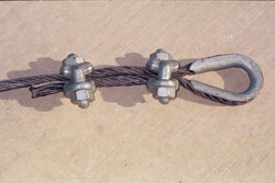 Figure 12. There are only 2 clips fastening this wire rope. Is it safe? (The standard requires 3 clips).
