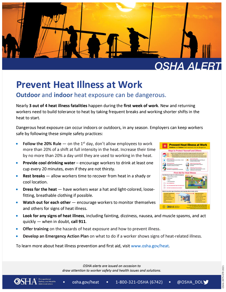 Prevent heat illness at work