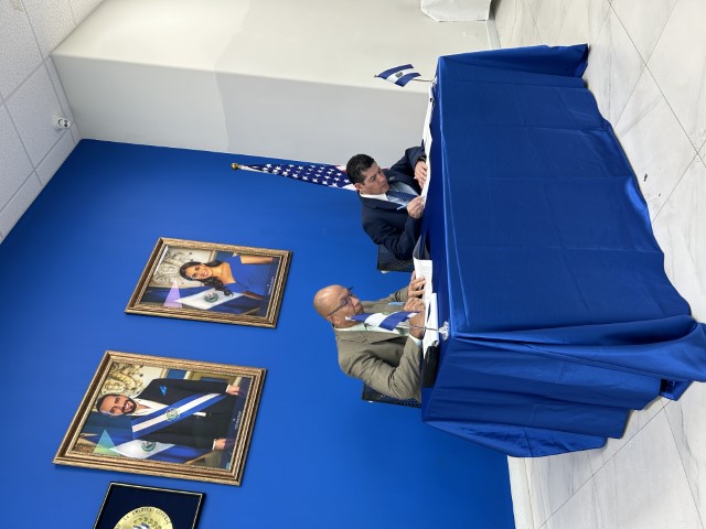 Left - Condell Eastmond, Area Director, Ft. Lauderdale Area Office Right - William Franklin Cordova Carillo, General Consul for El Salvador