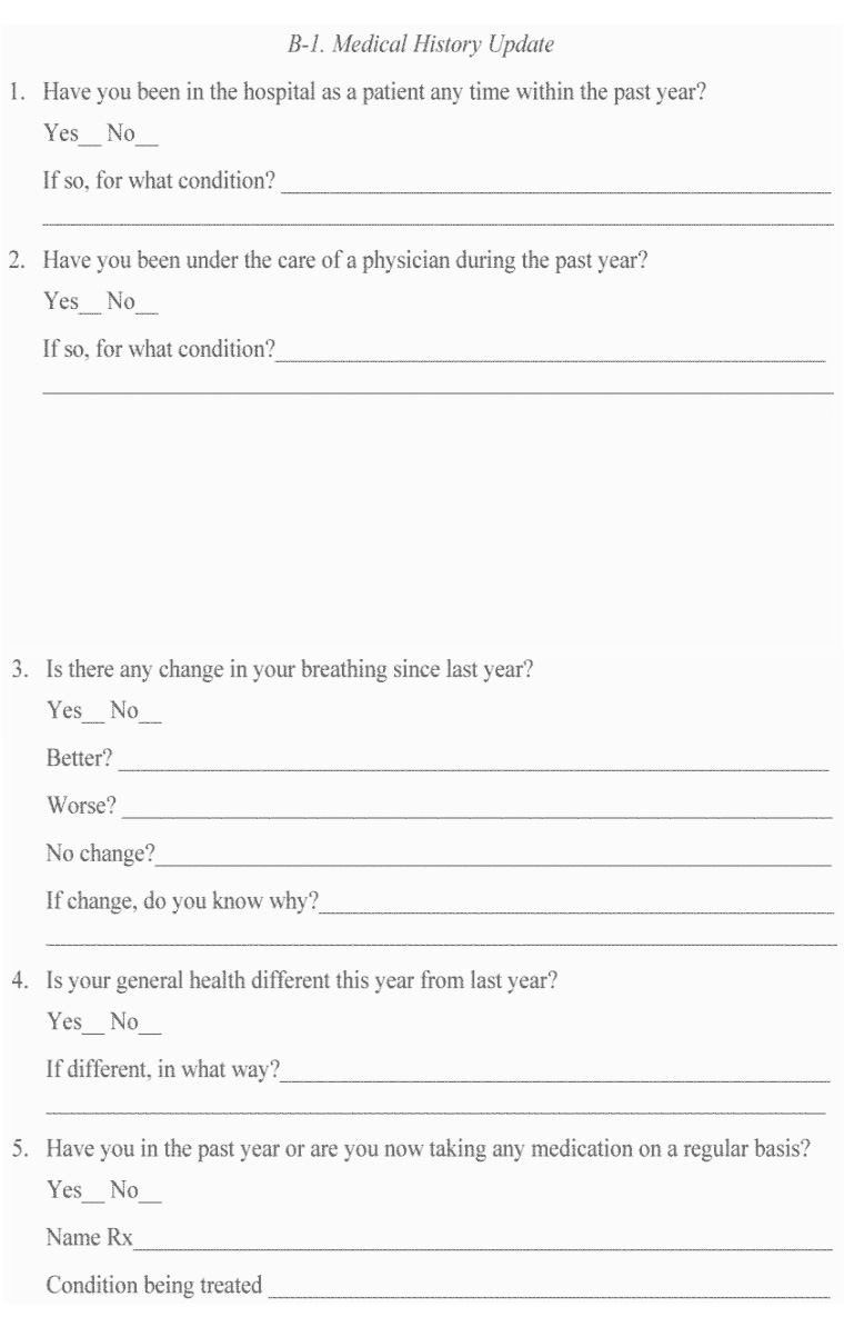 B-1. Medical History Update
