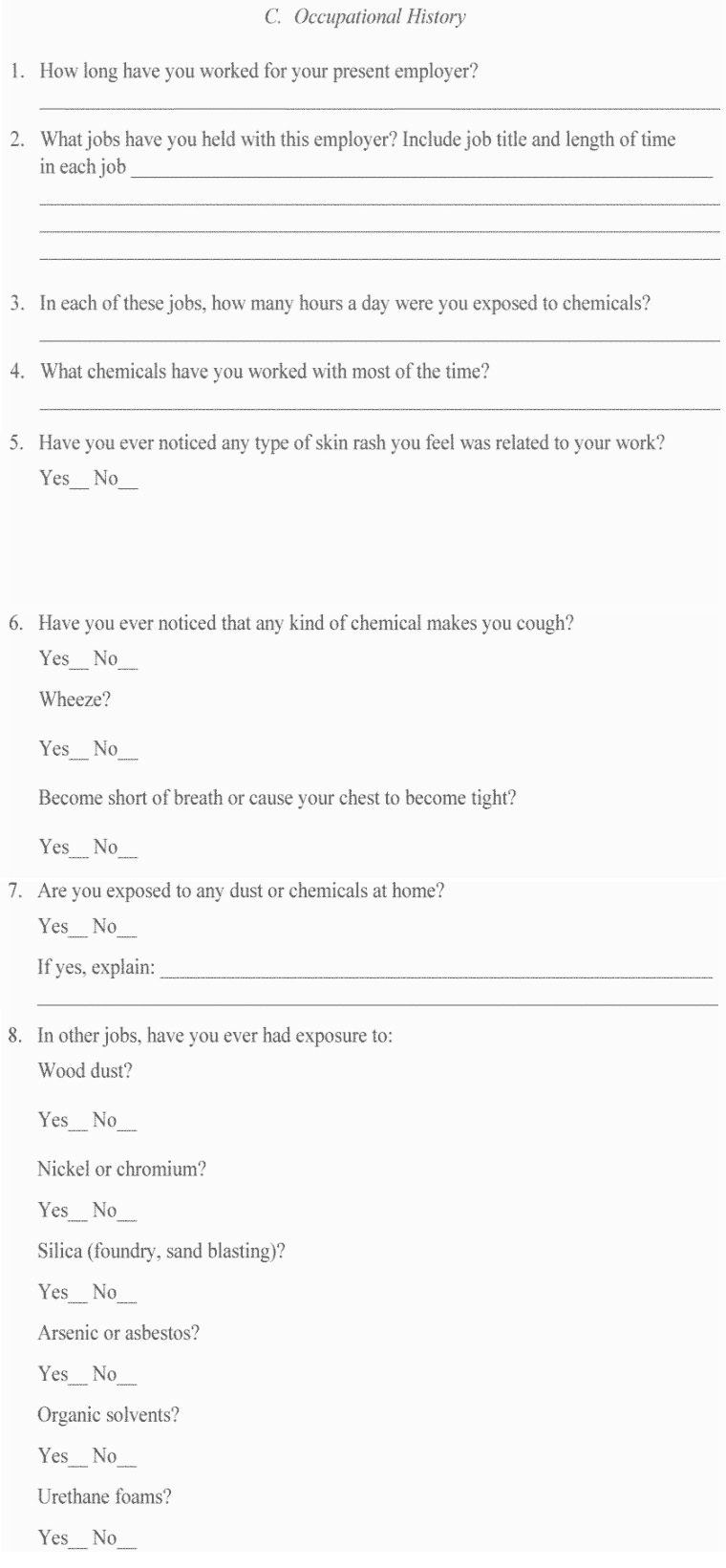 C. Occupational History