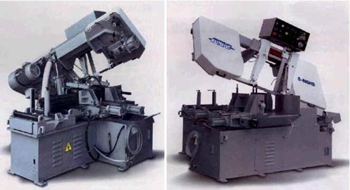 Front and rear view of horizontal band saw