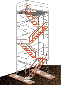Diagram of scaffolding with stair towers