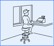 Drive-thru with stool