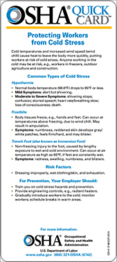 Cold Stress - Quickcard screen capture