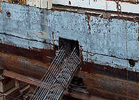Figure 6: Temporary, properly guarded stairway used to access vessel from dry dock floor.