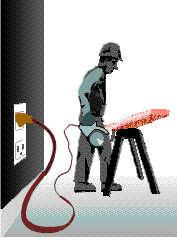 Uso de los trabajadores de sierra eléctrica con clavija de tierra a tierra adecuadamente Receptáculo GFCI