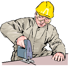 Portable jig saw in use