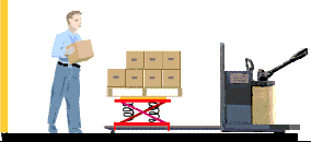 Person placing boxes onto leveler