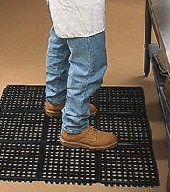 Image of a worker standing on a non-slip mat wearing non-slip shoes