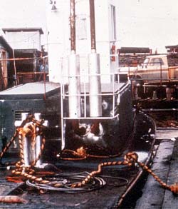 Non-slip material on pond boat