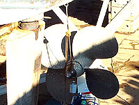 Figure 3: Chain pull-lift with proper capacity and anchor point, used to support propeller shaft