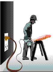 Trabajadores eléctricos se utilizan con la clavija de tierra a tierra adecuadamente recepticale