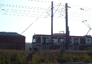 Figure 13. Public transit train driven by overhead electric lines