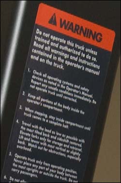 Figure 1. Safety decal on forklift.