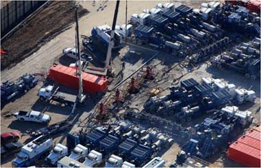 Figure 9. Well pad with hydraulic fracturing equipment