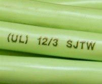 Service rating marked on the side of a flexible cord